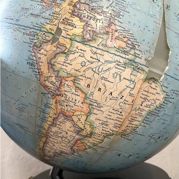 Vintage Globe 12" National Geographic Illuminated 1976 *damaged* - Picture 12 of 15